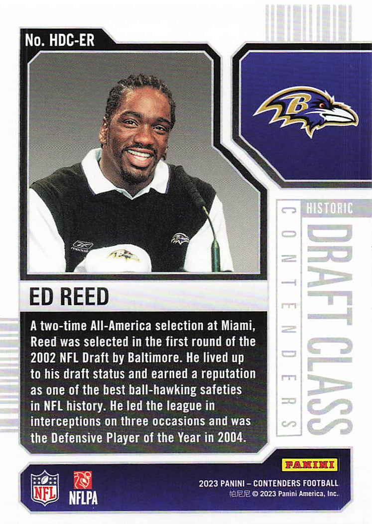 2023 Panini Contenders Draft Class Contenders Ed Reed #HDC-ER