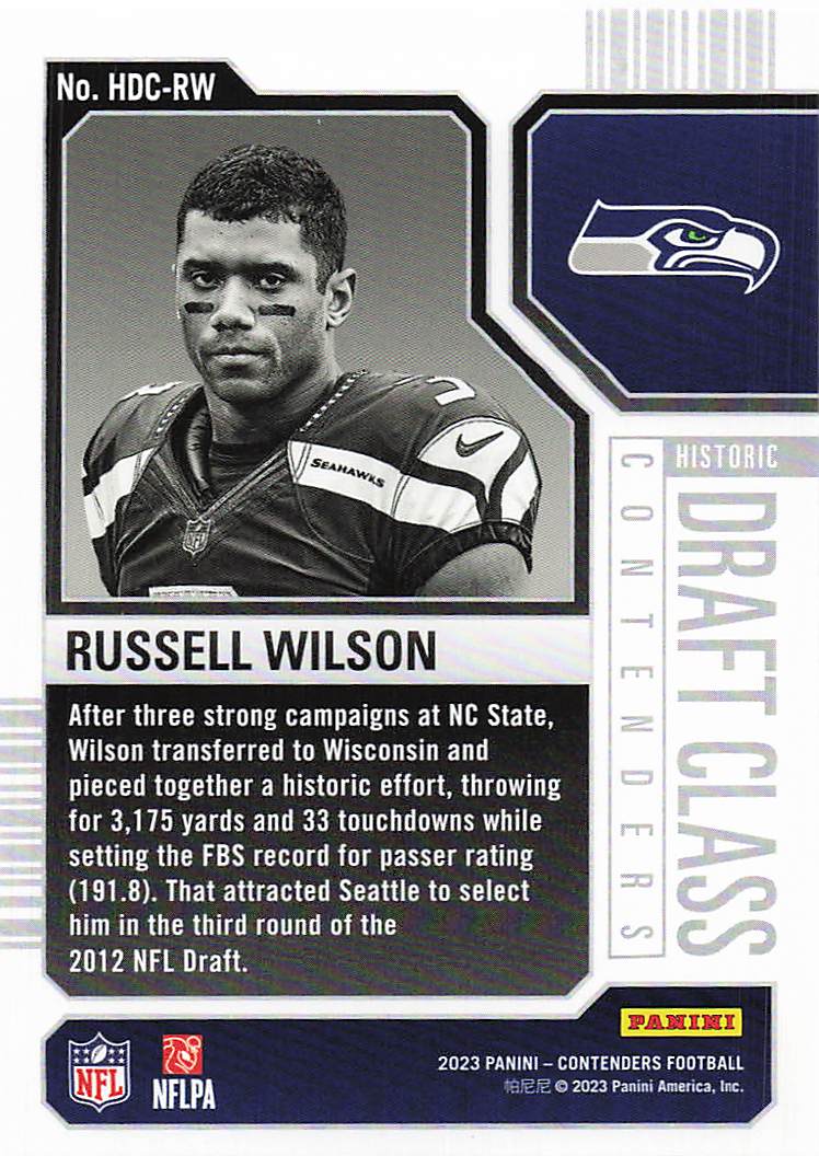 2023 Panini Contenders Draft Class Contenders Russell Wilson #HDC-RW