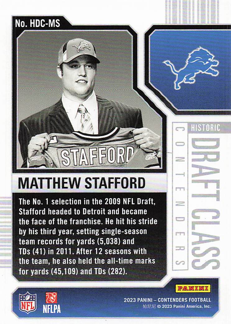 2023 Panini Contenders Draft Class Contenders Red Matthew Stafford #HDC-MS