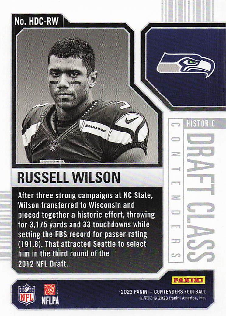 2023 Panini Contenders Draft Class Contenders Red Russell Wilson #HDC-RW