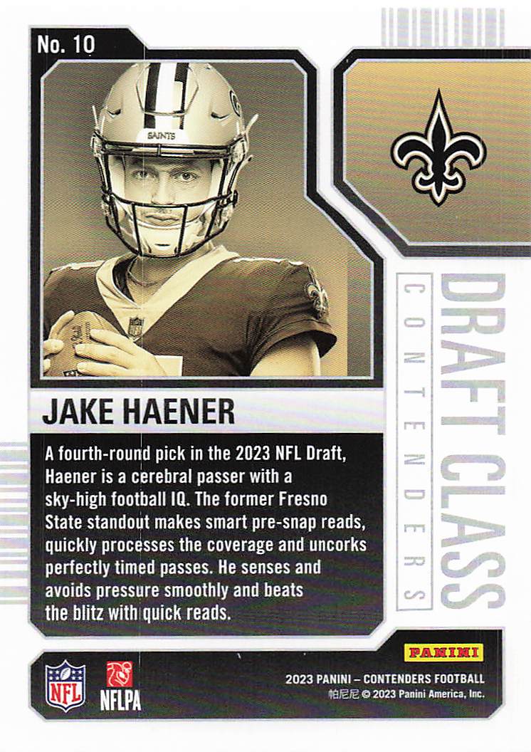 2023 Panini Contenders Draft Class Contenders Jake Haener #10 RC