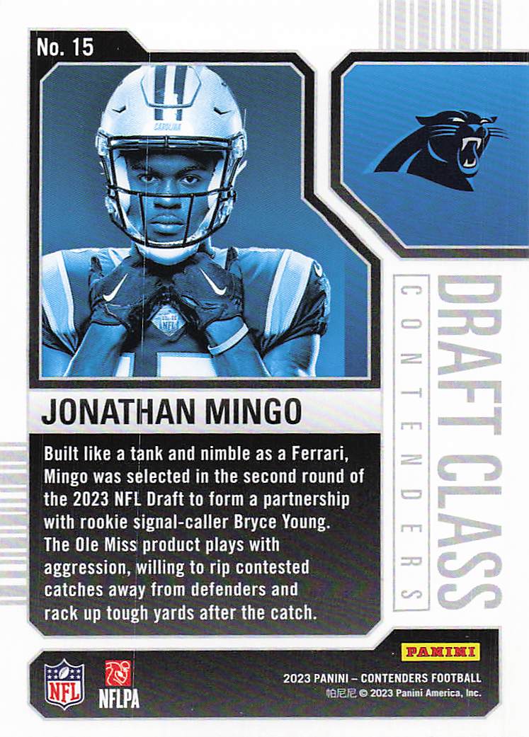 2023 Panini Contenders Draft Class Contenders Jonathan Mingo #15 RC