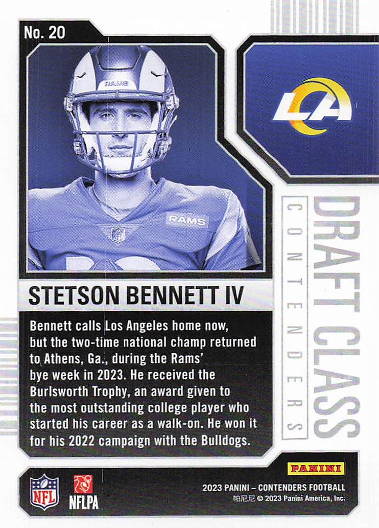 2023 Panini Contenders Draft Class Contenders Red Stetson Bennett IV #20 RC