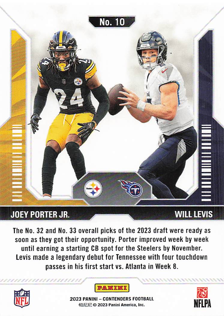 2023 Panini Contenders Round Numbers Joey Porter Jr. - Will Levis #10