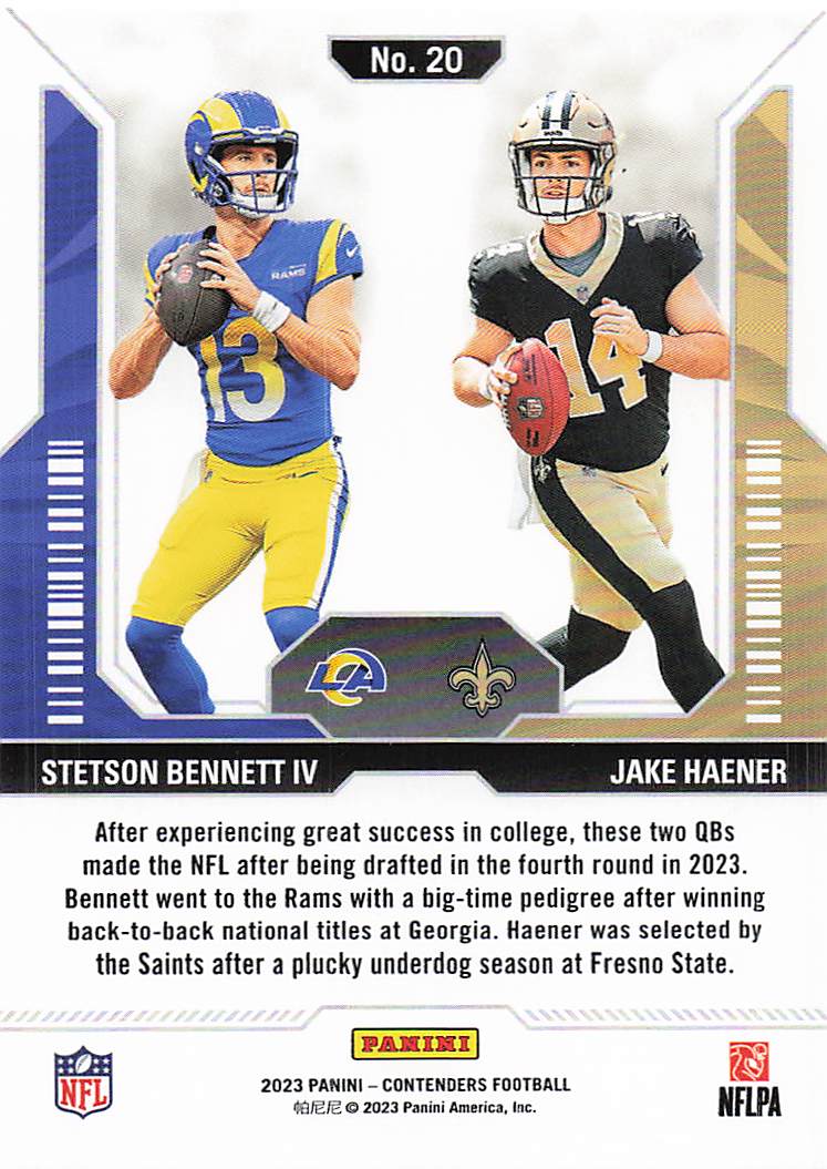 2023 Panini Contenders Round Numbers Stetson Bennett IV - Jake Haener #20
