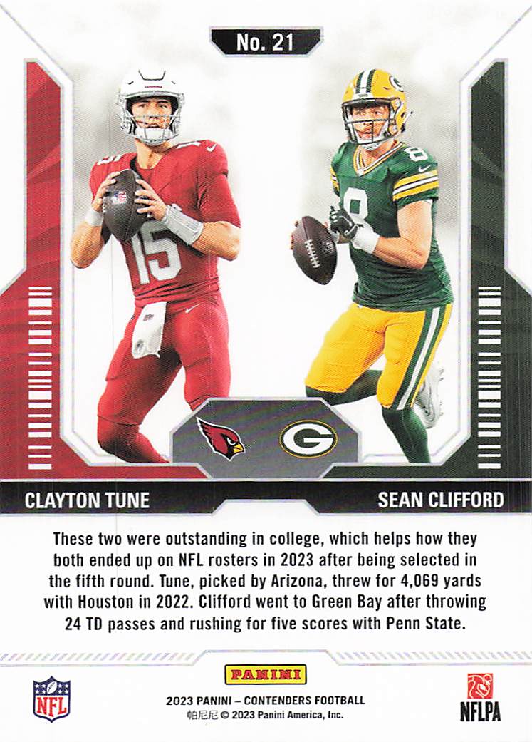 2023 Panini Contenders Round Numbers Clayton Tune - Sean Clifford #21