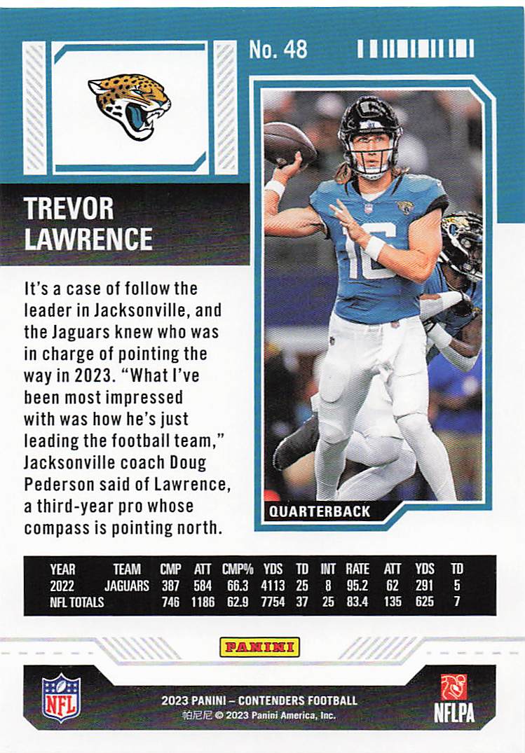 2023 Panini Contenders Red Game Ticket Trevor Lawrence #48