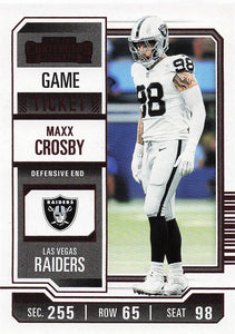 2023 Panini Contenders Red Game Ticket Maxx Crosby #56