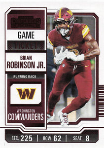 2023 Panini Contenders Red Game Ticket Brian Robinson Jr. #98