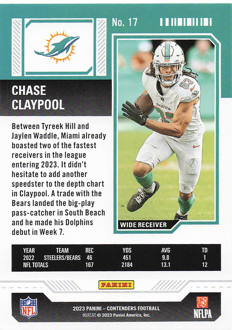 2023 Panini Contenders Bronze Game Ticket Chase Claypool #17