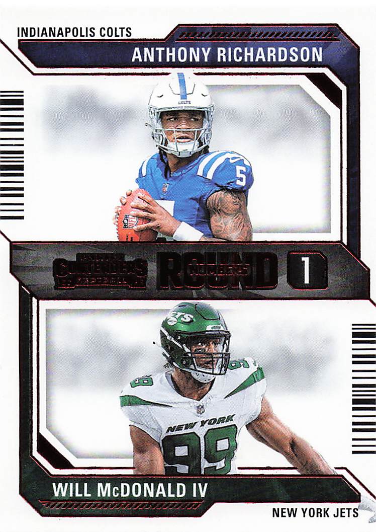 2023 Panini Contenders Round Numbers Red Anthony Richardson - Will McDonald IV #1