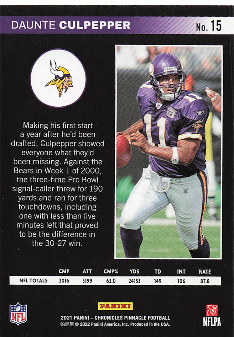2024 Panini Chronicles Football Pinnacle Daunte Culpepper #15