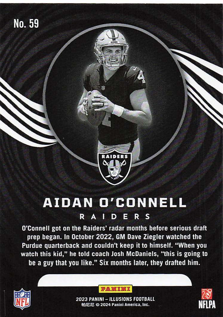 2023 Panini Illusions  Aidan O'Connell #59 RC