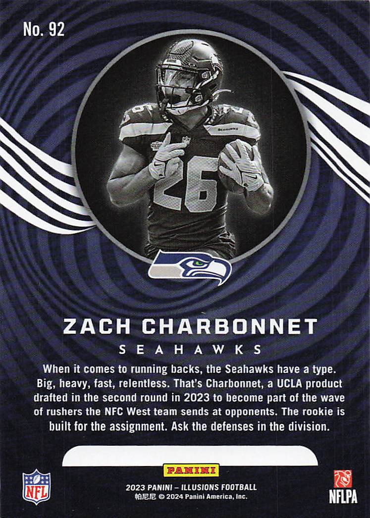 2023 Panini Illusions  Zach Charbonnet #92 RC