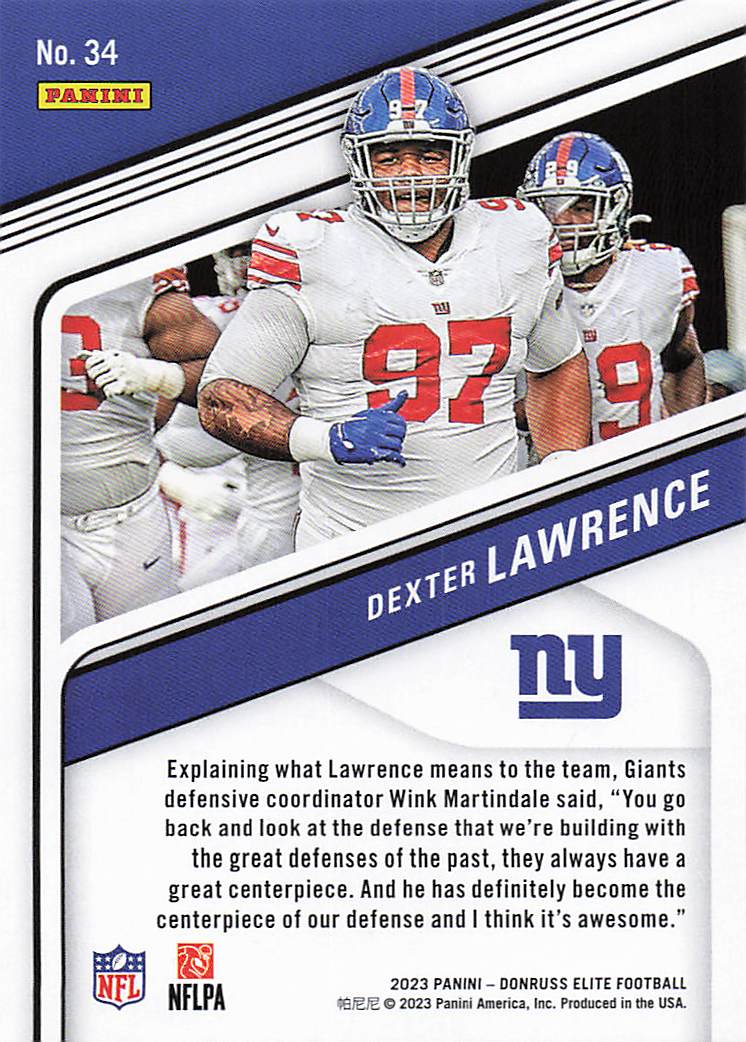 2023 Donruss Elite Football Dexter Lawrence #34