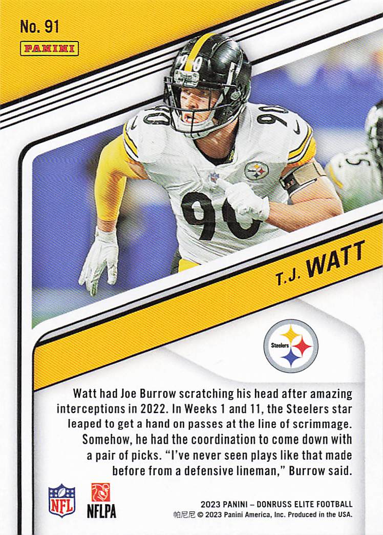 2023 Donruss Elite Football T.J. Watt #91