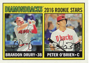 2016 Topps Heritage Brandon Drury - Peter O'Brien #162 RC