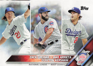 2016 Topps NL League Leaders Zack Greinke - Jake Arrieta - Clayton Kershaw #125