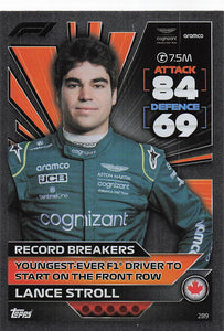 2022 Topps Turbo Attax F1 Lance Stroll #289