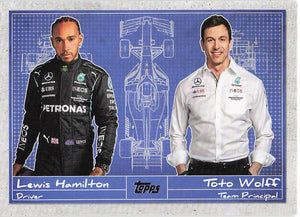 2021 Topps Formula 1 Debrief Lewis Hamilton - Toto Wolff #D-1