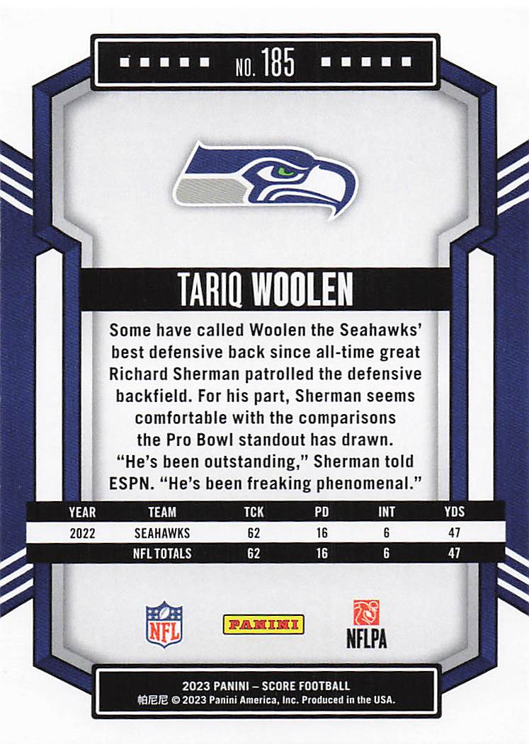 2023 Score Tariq Woolen #185