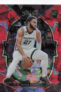 2022-23 Panini Select Basketball Red Cracked Ice Prizm David Roddy #78 RC