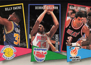 1992-93 Skybox School Ties Billy Ewens - Derrick Coleman - Rony Seikaly #ST8