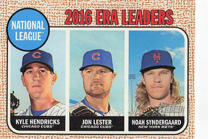 2017 Topps Heritage ERA Leaders Kyle Hendricks - Jon Lester - Noah Syndergaard #7