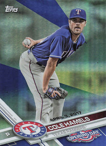 2017 Topps Opening Day Rainbow Blue Foil Cole Hamels #124
