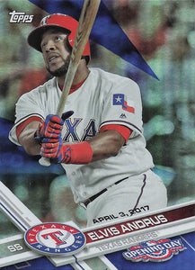 2017 Topps Opening Day Rainbow Blue Foil Elvis Andrus #142