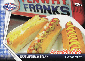 2017 Topps Opening Day Incredible Eats Kayem Fenway Frank #IE-16