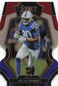 2022 Select Football Red & Blue Prizm Die-Cut Jelani Woods #143 RC