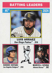 2025 Topps Heritage Baseball NL Batting Leaders Luis Arraez  - Shohei Ohtani - Marcell Ozuna #191