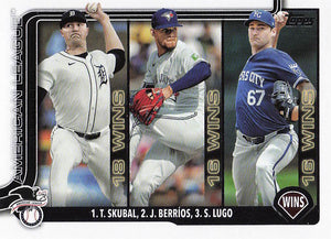 2025 Topps Series 1 Baseball AL Wins Leaders Tarik Skubal - Jose Berrios - Seth Lugo #151