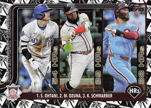2025 Topps Series 1 Baseball Spring Training NL HR Leaders Shohei Ohtani - Marcell Ozuna - Kyle Schwarber #144