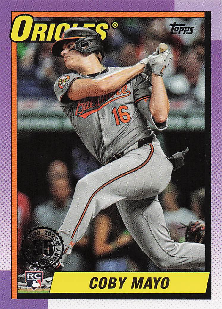 2025 Topps Series 1 Baseball 1990 Topps Baseball Coby Mayo #T90-93 RC