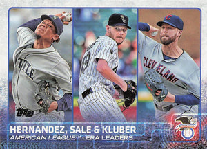2015 Topps Baseball League Leaders Felix Hernandez - Chris Sale - Corey Kluber #341