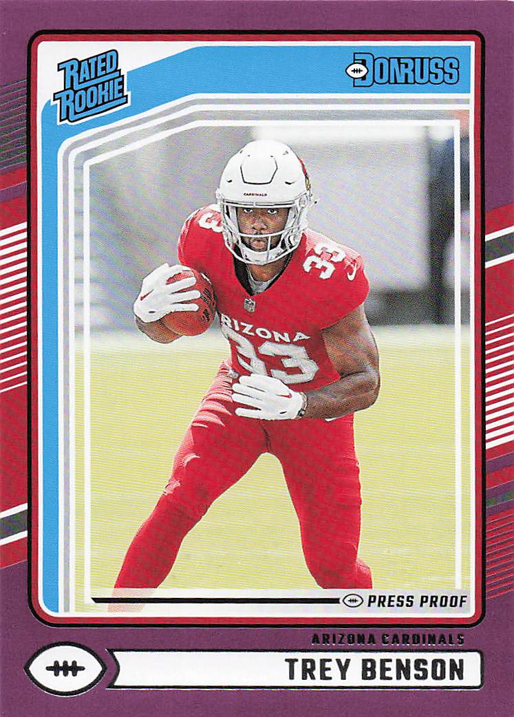 2024 Donruss Football Press Proof Purple Trey Benson #326 RC