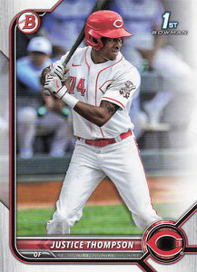 2022 Bowman Baseball Prospects Justice Thompson #BP-59