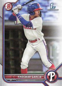 2022 Bowman Baseball Prospects Yhoswar Garcia #BP-90