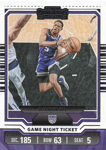 2023-24 Panini Contenders Basketball Game Night Ticket De'Aaron Fox #2