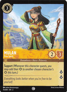 2023 Disney Lorcana Rise of the Floodborn  Mulan, Free Spirit  #15