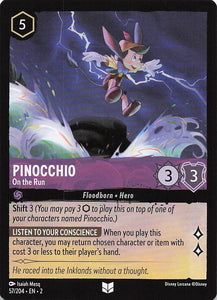 2023 Disney Lorcana Rise of the Floodborn  Pinocchio, On the Run  #57