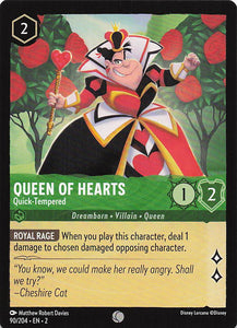 2023 Disney Lorcana Rise of the Floodborn  Queen of Hearts, Quick-Tempered  #90