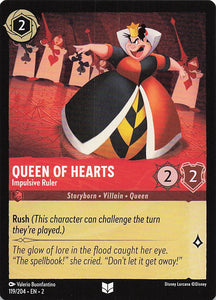 2023 Disney Lorcana Rise of the Floodborn  Queen of Hearts, Impulsive Ruler  #119