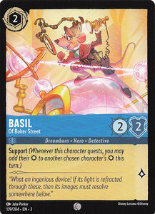 2023 Disney Lorcana Rise of the Floodborn  Basil, Of Baker Street  #139