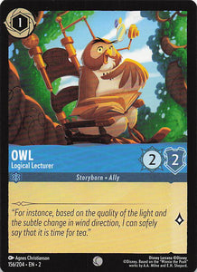 2023 Disney Lorcana Rise of the Floodborn  Owl, Logical Lecturer  #156