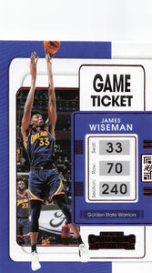 2021-22 Panini Contenders Game Ticket Red James Wiseman #30