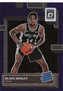 2022-23 Panini Donruss Optic Purple Prizm Blake Wesley #215 RC