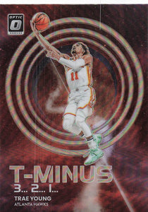 2022-23 Panini Donruss Holo T-Minus 3, 2, 1 Purple Prizm Trae Young #5